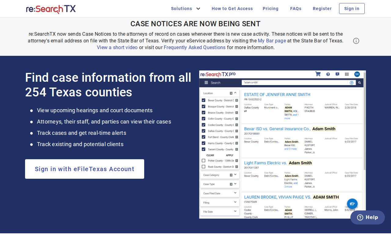 Swisher County criminal docket search on reSearchTX