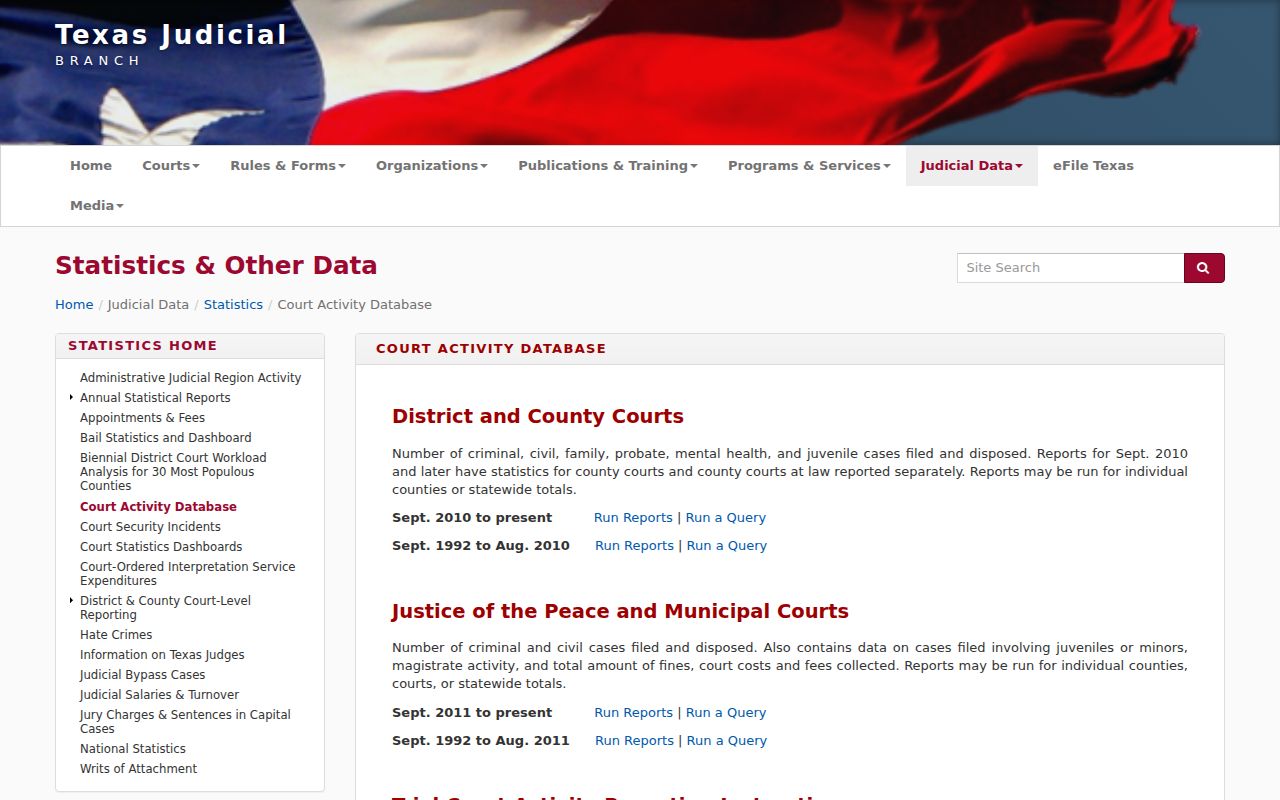 Swisher County court dates research through the OCA activity database